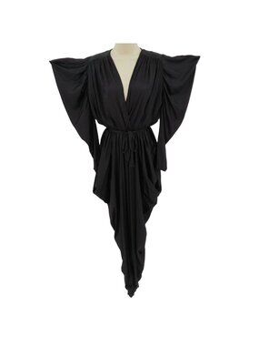 VTG Fantasy Women One Size OSFM Black Wing Shoulder Bodysuit One Piece Jumpsuit